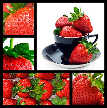 simsearch:400-07993543,k - Strawberry collage - ripe fresh strawberries Photographie de stock - Aubaine LD & Abonnement, Code: 400-04416796