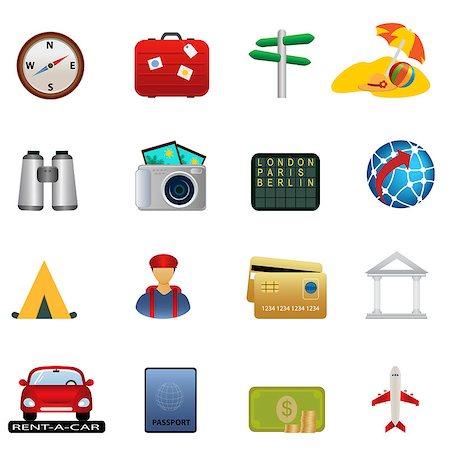 Travel and tourism related icon set Stock Photo - Budget Royalty-Free & Subscription, Code: 400-04416939