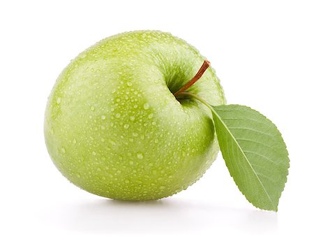 simsearch:400-04727937,k - Green apple fruits with leaf isolated on white background Stockbilder - Microstock & Abonnement, Bildnummer: 400-04417256