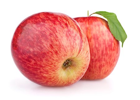 simsearch:400-04266693,k - Two red apples with leaf isolated on white background Foto de stock - Super Valor sin royalties y Suscripción, Código: 400-04417261