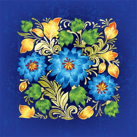 abstract blue grunge background with floral ornament Stock Photo - Budget Royalty-Free & Subscription, Code: 400-04417882