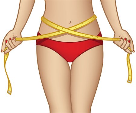 This is a vector illustration of a woman measuring herself for bikini season. Foto de stock - Super Valor sin royalties y Suscripción, Código: 400-04417973