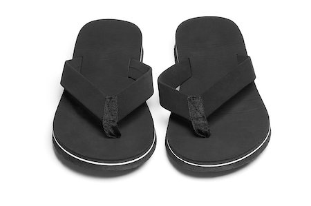 simsearch:400-07995083,k - Pair of black flip flops casual footwear on white background Stock Photo - Budget Royalty-Free & Subscription, Code: 400-04418006
