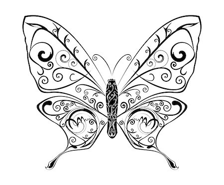Butterfly silhouete with abstract motif, vector illustration. Stock Photo - Budget Royalty-Free & Subscription, Code: 400-04418011