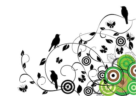simsearch:400-05235691,k - vector illustration of floral background with birds Foto de stock - Super Valor sin royalties y Suscripción, Código: 400-04418021