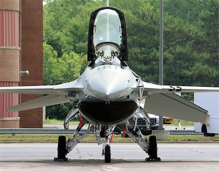 front view aircraft - Modern fighter jet on the ground front view Stock Photo - Budget Royalty-Free & Subscription, Code: 400-04418141