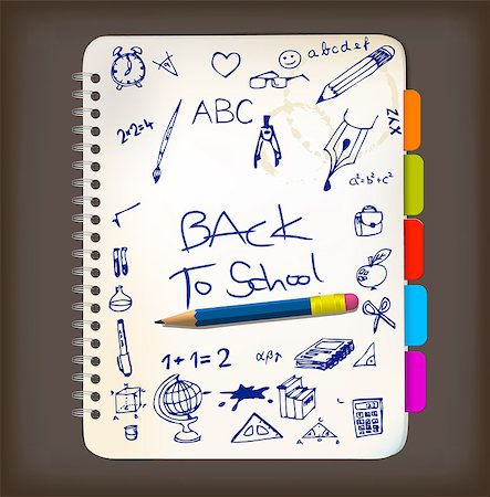 simsearch:400-09186322,k - Back to school poster with doodle illustrations on notepad Photographie de stock - Aubaine LD & Abonnement, Code: 400-04418157
