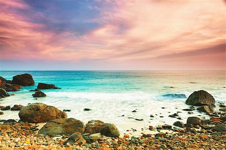 simsearch:400-04418177,k - Sunrise over the sea. Stone on the foreground Stock Photo - Budget Royalty-Free & Subscription, Code: 400-04418178