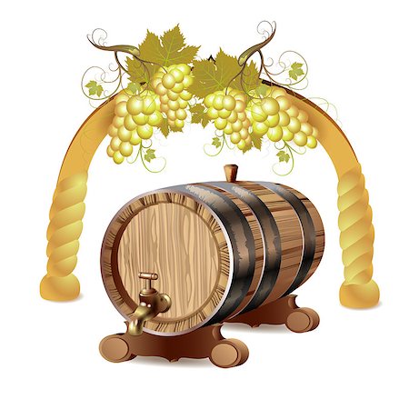 simsearch:400-08433088,k - Wine barrel with white grapes Foto de stock - Royalty-Free Super Valor e Assinatura, Número: 400-04418698