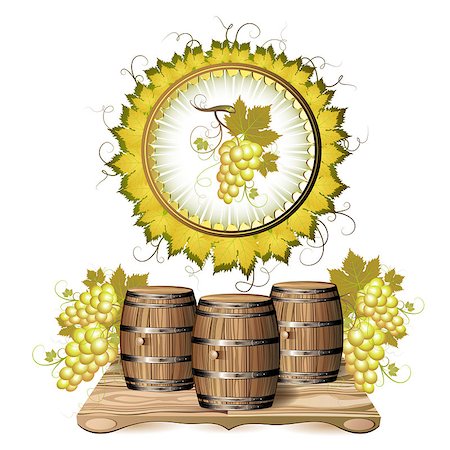 simsearch:400-08433088,k - Wine barrel with white grapes Foto de stock - Royalty-Free Super Valor e Assinatura, Número: 400-04418699