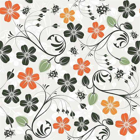 simsearch:400-06096999,k - Flower seamless pattern with ladybug, element for design, vector illustration Stock Photo - Budget Royalty-Free & Subscription, Code: 400-04418768