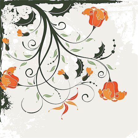 simsearch:400-04680785,k - Grunge floral frame with blot, element for design, vector illustration Stock Photo - Budget Royalty-Free & Subscription, Code: 400-04418763