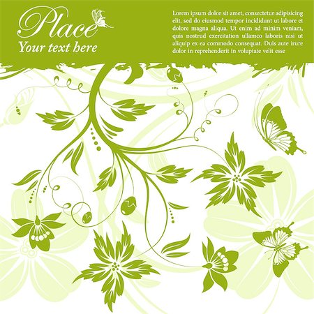 simsearch:400-04869919,k - Grunge floral frame with butterfly, element for design, vector illustration Foto de stock - Super Valor sin royalties y Suscripción, Código: 400-04418773