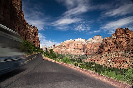 simsearch:400-08187897,k - On the road in Zion National Park Stock Photo - Budget Royalty-Free & Subscription, Code: 400-04418824