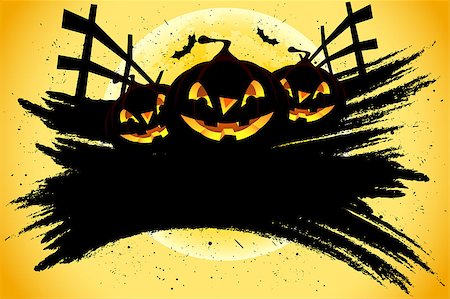 simsearch:400-06084547,k - Grungy Halloween background with pumpkins  bats and full moon Stock Photo - Budget Royalty-Free & Subscription, Code: 400-04418872