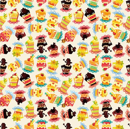 eating cartoon muffins - seamless cake pattern Foto de stock - Super Valor sin royalties y Suscripción, Código: 400-04418969
