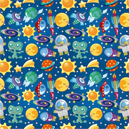 elements space cartoon - seamless space pattern Stock Photo - Budget Royalty-Free & Subscription, Code: 400-04418977