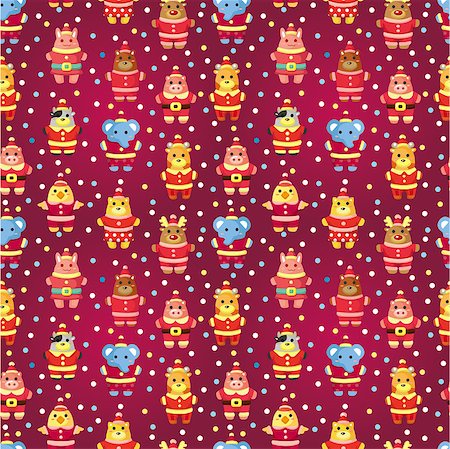 simsearch:400-05687991,k - cartoon xmas party animal seamless pattern Stock Photo - Budget Royalty-Free & Subscription, Code: 400-04418970