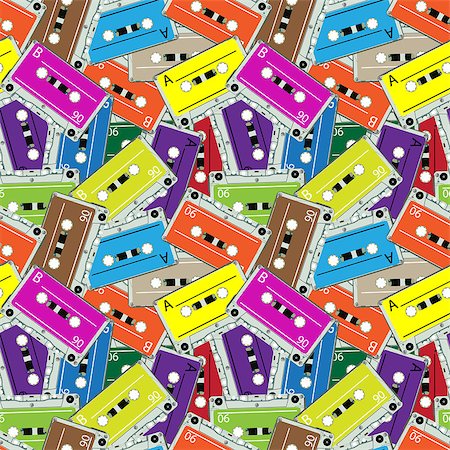 recorder vector - seamless audio tapes pattern, abstract texture; vector art illustration Stock Photo - Budget Royalty-Free & Subscription, Code: 400-04418989