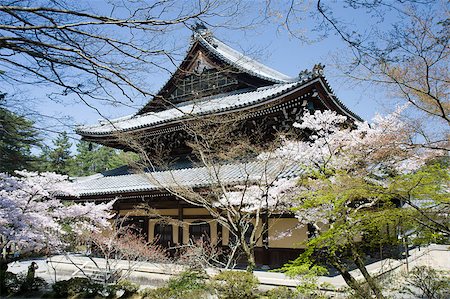 simsearch:400-07419172,k - Japanese temple behind a foreground of trees Foto de stock - Royalty-Free Super Valor e Assinatura, Número: 400-04419236