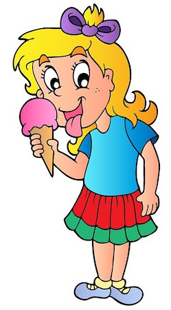 summer ice cream child - Cartoon girl with icecream - vector illustration. Stock Photo - Budget Royalty-Free & Subscription, Code: 400-04419358