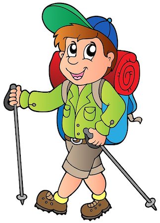 simsearch:400-04368391,k - Cartoon hiker boy - vector illustration. Foto de stock - Super Valor sin royalties y Suscripción, Código: 400-04419360