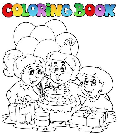 Coloring book with party theme 2 - vector illustration. Foto de stock - Super Valor sin royalties y Suscripción, Código: 400-04419377