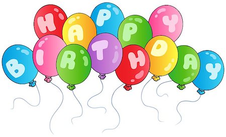 fly air clipart - Happy birthday balloons - vector illustrations. Stock Photo - Budget Royalty-Free & Subscription, Code: 400-04419389