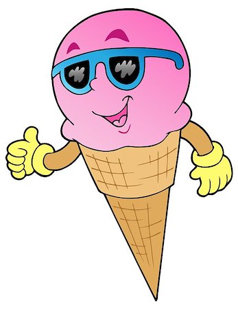 simsearch:400-08015461,k - Smiling ice cream in sunglasses - vector illustration. Stock Photo - Budget Royalty-Free & Subscription, Code: 400-04419398