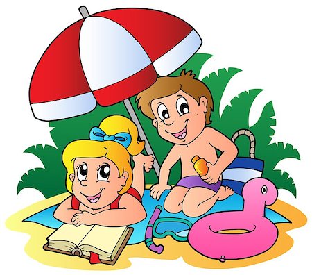 people reading books drawing - Summer theme image 7 - vector illustration. Stock Photo - Budget Royalty-Free & Subscription, Code: 400-04419405