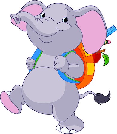 daycare clipart - Cute elephant on his way to school Stock Photo - Budget Royalty-Free & Subscription, Code: 400-04419574