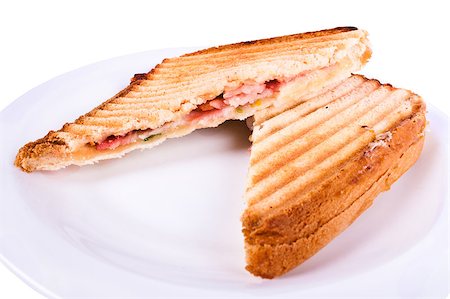 roasted ham - Sandwich filling on a white plate. On a white background. Stock Photo - Budget Royalty-Free & Subscription, Code: 400-04419845