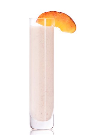 simsearch:400-03918701,k - Peach smoothie in a tall glass isolated over white background Foto de stock - Royalty-Free Super Valor e Assinatura, Número: 400-04410134