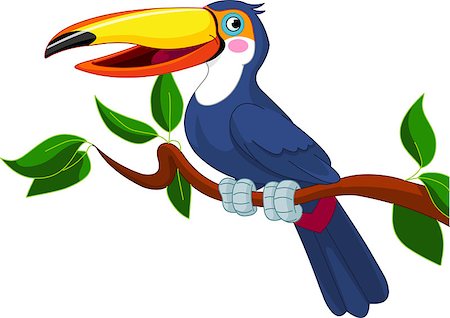 Illustration of toucan sitting on tree branch Foto de stock - Super Valor sin royalties y Suscripción, Código: 400-04410276