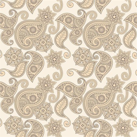 vector seamless hand drawn paisley pattern, clipping masks Stock Photo - Budget Royalty-Free & Subscription, Code: 400-04410300