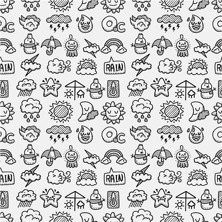 rainy weather coloring - hand draw weather seamless pattern Stock Photo - Budget Royalty-Free & Subscription, Code: 400-04410700