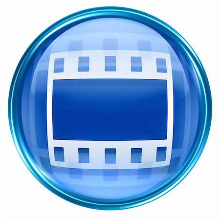 simsearch:400-05350670,k - Film icon blue, isolated on white background. Photographie de stock - Aubaine LD & Abonnement, Code: 400-04411065