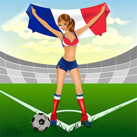 football team celebration - France girl soccer fan. Illustration in vector format EPS. Photographie de stock - Aubaine LD & Abonnement, Code: 400-04411311