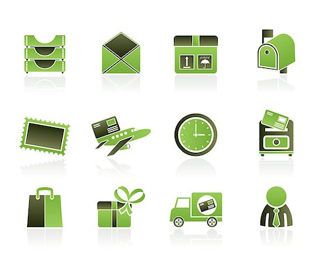 Post, correspondence and Office Icons - vector icon set Stock Photo - Budget Royalty-Free & Subscription, Code: 400-04411338