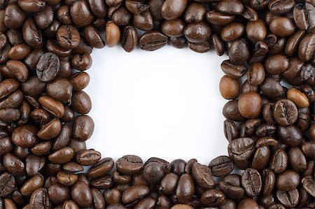 simsearch:400-05112254,k - Coffee beans forming square shape on white background Stockbilder - Microstock & Abonnement, Bildnummer: 400-04411599