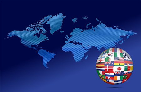 International communication concept. World flags on globe illustration Stock Photo - Budget Royalty-Free & Subscription, Code: 400-04411619