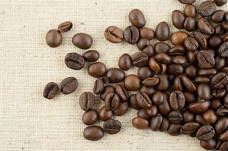 simsearch:400-04689653,k - Coffee beans scattered on coffee bag Stock Photo - Budget Royalty-Free & Subscription, Code: 400-04411611