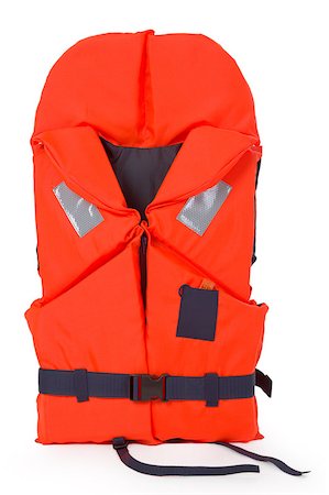 floating object on water - Orange life jacket for water activities - isolated on white background Stock Photo - Budget Royalty-Free & Subscription, Code: 400-04411649