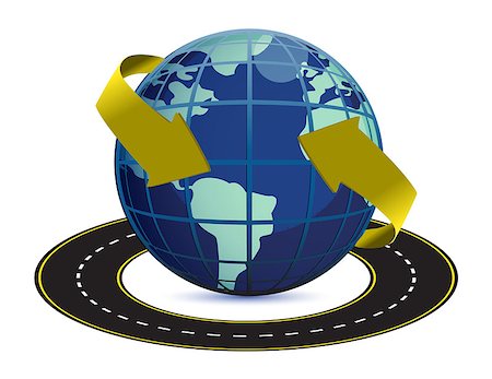 roadtrip gps - illustration of road around the earth on white background Stock Photo - Budget Royalty-Free & Subscription, Code: 400-04411640