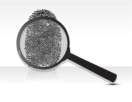 detective suspect - Illustration of a magnifying glass over a fingerprint Stock Photo - Budget Royalty-Free & Subscription, Code: 400-04411718