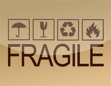 Fine image close-up of grunge black fragile symbol on cardboard Stock Photo - Budget Royalty-Free & Subscription, Code: 400-04411725