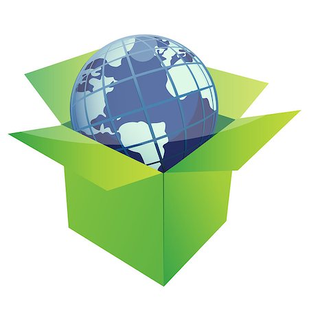 globe illustration design inside a green box isolated over a white background Stock Photo - Budget Royalty-Free & Subscription, Code: 400-04411983