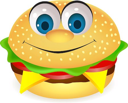 Vector illustration of burger cartoon character Photographie de stock - Aubaine LD & Abonnement, Code: 400-04412325