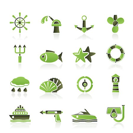 Marine and sea icons - vector icon set Stock Photo - Budget Royalty-Free & Subscription, Code: 400-04412813