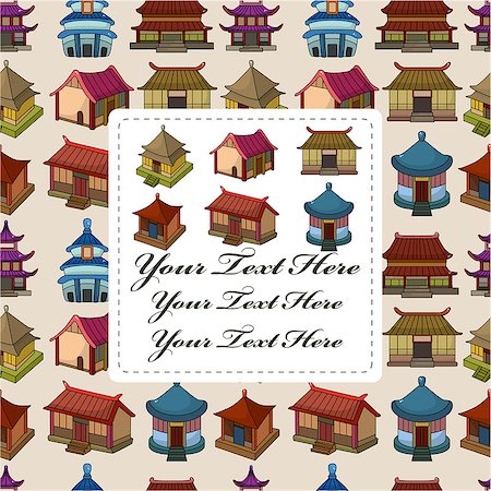 cartoon Chinese house seamless pattern Stock Photo - Budget Royalty-Free & Subscription, Code: 400-04413556